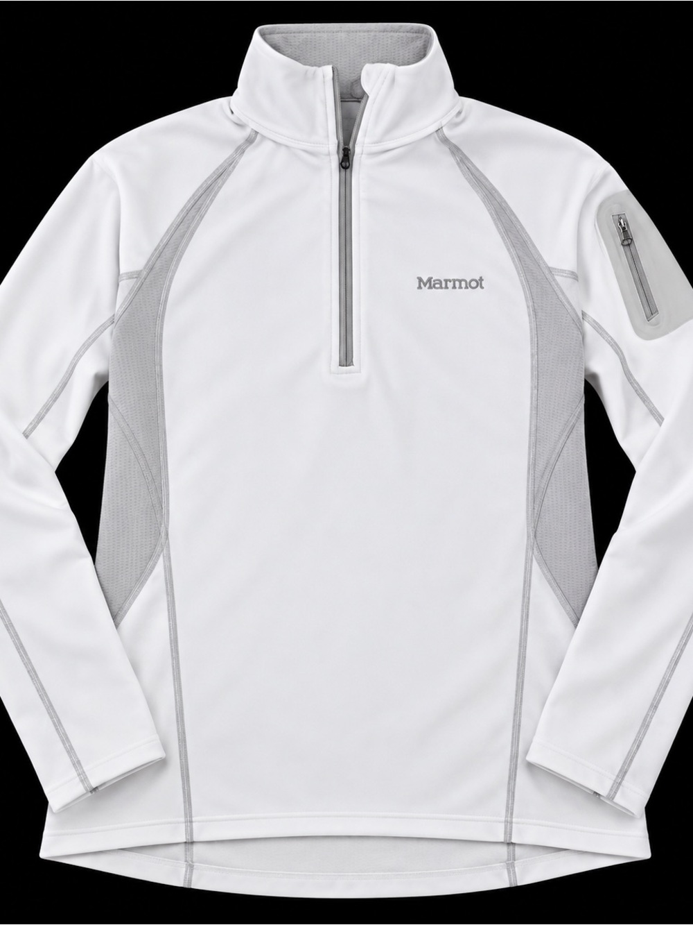 Marmot Women’s White and Light Gray Half-Zip Performance Pullover